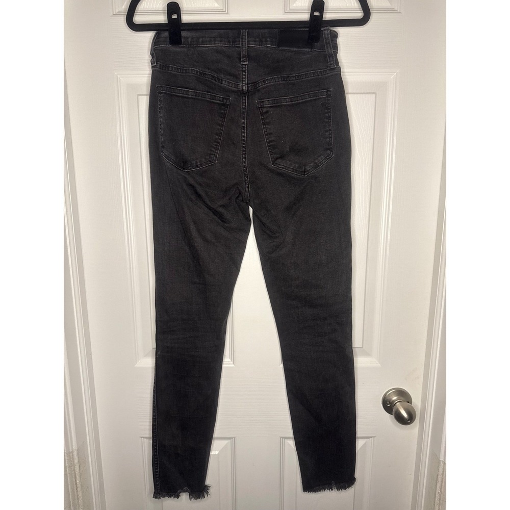 Madewell 10 High-Rise Skinny Jeans Button Fly Raw Hem Faded Black Size 25 - Picture 4 of 5